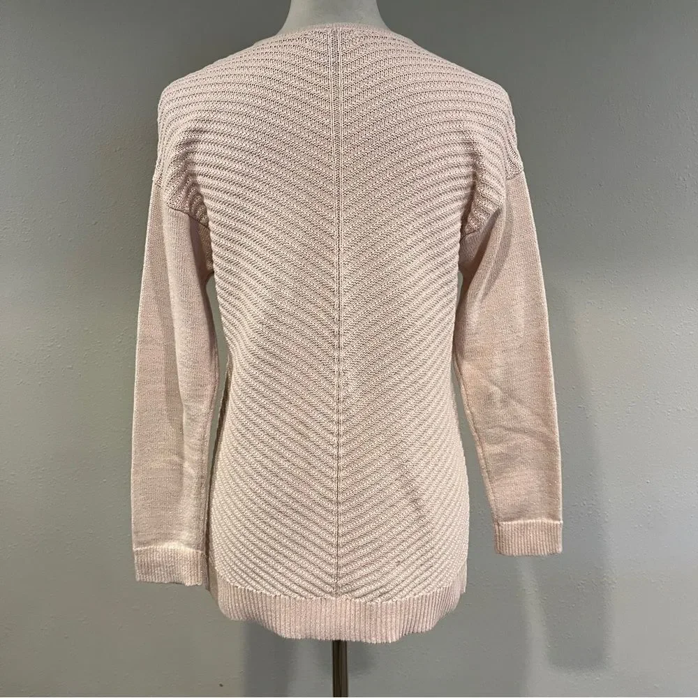 Chaps Women's V-Neck Sweater‎ in Light Pink with sparkles size small